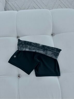 lululemon Black Shorts with Gray Tie-Dye Waistband